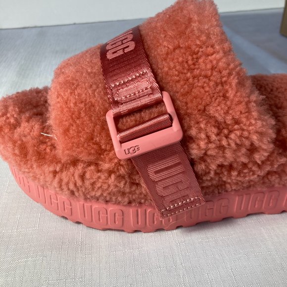 NIB UGG Fluffita Flatform Sheepskin Slides, Pink Blossom, Sz. 8 and 10 - Picture 8 of 9